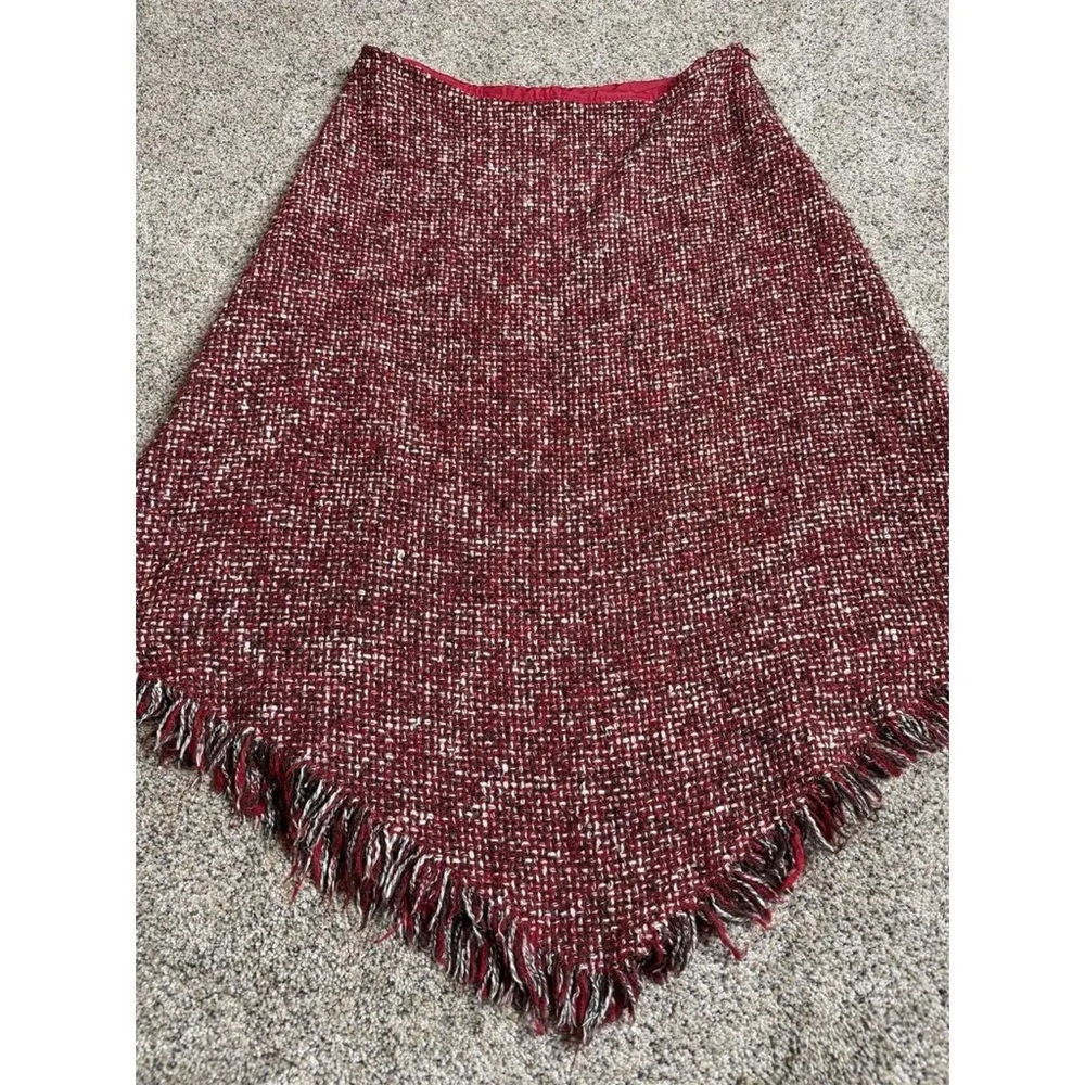 Elegant Red Tweed Skirt